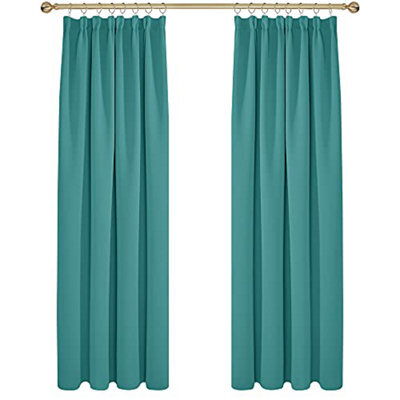 Deconovo Pencil Pleated Blackout Curtains Thermal Insulated Pencil Pleat Curtains 52 X 90 Inch Turquoise 2 Panels - image 1