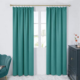 Deconovo Pencil Pleated Blackout Curtains Thermal Insulated Pencil Pleat Curtains 52 X 90 Inch Turquoise 2 Panels - thumbnail 2