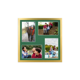 AK Frames 12X12 Gold Sleek Multi Photo Frame With Emerald Mount - Holds 4 Apertures (4X) 6X4 Photos