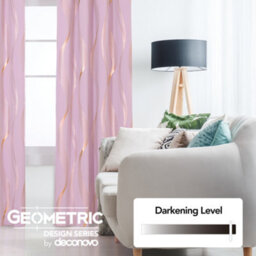 Deconovo Blackout Eyelet Curtains Thermal Insulated Gold Wave Line Foil Printed Curtains For Bedroom 46X90 Inch Pink 2 Panels - thumbnail 3