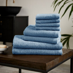 Catherine Lansfield Quick Dry Cotton 30X30 Cm, 50X85 Cm, 270X120 Cm 8 Piece Towel Set Blue