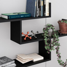 Decortie Tibet Wall Shelves - Floating 3 Tier Wall Mounted Display Unit Black - thumbnail 4