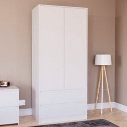 Lassic Vida Designs Denver 2 Door Wardrobe With Drawers, White (2) - thumbnail 1