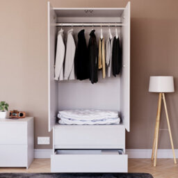 Lassic Vida Designs Denver 2 Door Wardrobe With Drawers, White (2) - thumbnail 3