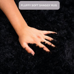 Aspire Homeware Non-Slip Black Shaggy Rug Soft Fluffy Washable Floor And Kitchen Rug, (L)110Cm X (W)60Cm - thumbnail 3