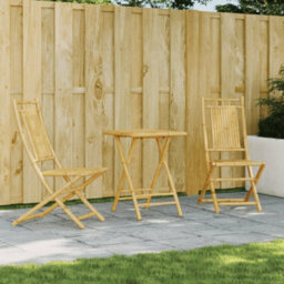Berkfield 3 Piece Bistro Set Bamboo - thumbnail 1