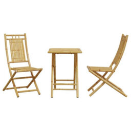 Berkfield 3 Piece Bistro Set Bamboo - thumbnail 4