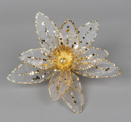 Shatchi 16Cm Gold Poinsettia Poinsettia Flower - Christmas Tree Decoration - thumbnail 1