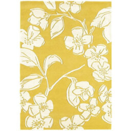 Yellow Easy To Clean Floral Handmade Modern Wool Rug For Living Room, Bedroom - 120Cm X 170Cm - thumbnail 6