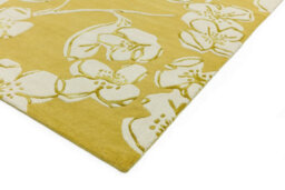 Yellow Easy To Clean Floral Handmade Modern Wool Rug For Living Room, Bedroom - 120Cm X 170Cm - thumbnail 3
