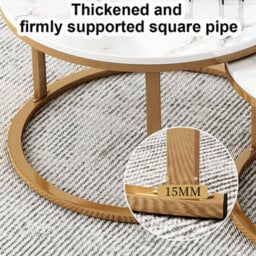 Set Of 2 White Nesting Round Stacking Coffee Side Tables Living Room - thumbnail 5