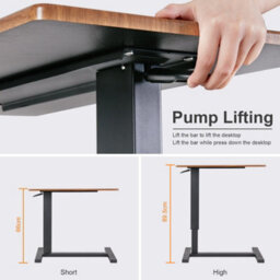 Fativo 80Cm W Adjustable Height 66-89.5Cm Heavy-Duty Rolling Cart Overbed Bedside Table Laptop Desk Medical Home Bed Tray - thumbnail 3