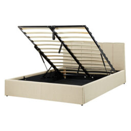 Beliani Ottoman Bed Fabric Dreux 140 X 200 Cm (Eu Double) Beige - thumbnail 1