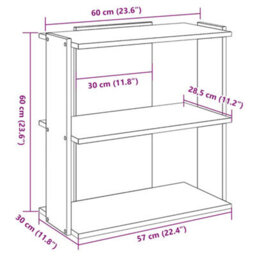 Berkfield Elegant Bookcase 3-Tier Artisan Oak 60X30X60 Cm Engineered Wood - thumbnail 9