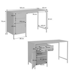 Sweeek - Children's Desk In Laminated Steel With 1 Drawer Black L 120 X D 50 X H 75 Cm - thumbnail 6