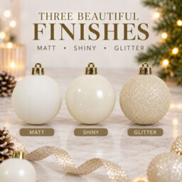 Decoris 30 Wool White Baubles Shatterproof Christmas Tree Hanging Decoration - thumbnail 3