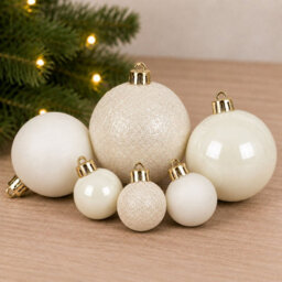 Decoris 30 Wool White Baubles Shatterproof Christmas Tree Hanging Decoration - thumbnail 5