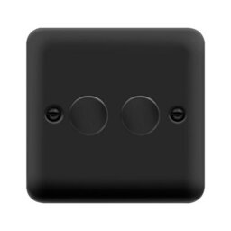 Curved Matt Black 2 Gang 2 Way Led 100W Trailing Edge Dimmer Light Switch - Se Home