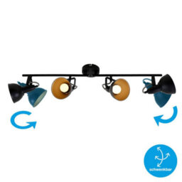 Briloner Ceiling Spot Light E14 Black Gold Adjustable 4 Way Ceiling Lamp - thumbnail 8