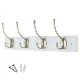 Keypak Coat Rack Wall Mounted 45Cm - White Board, Satin Nickel Hook - thumbnail 1