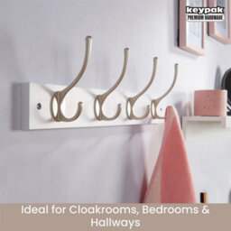 Keypak Coat Rack Wall Mounted 45Cm - White Board, Satin Nickel Hook - thumbnail 5