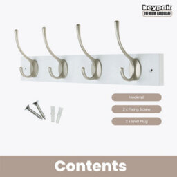 Keypak Coat Rack Wall Mounted 45Cm - White Board, Satin Nickel Hook - thumbnail 4