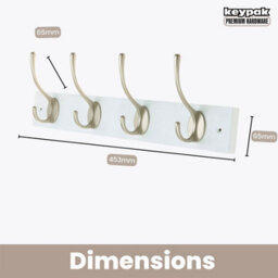 Keypak Coat Rack Wall Mounted 45Cm - White Board, Satin Nickel Hook - thumbnail 3