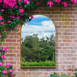 Mirroroutlet The Arcus Gold Metal Framed Arched Garden Wall Mirror 120Cm X 80Cm