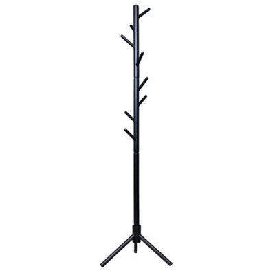 Keypak Wooden Coat Stand, 170Cm Clothes Jacket Hanger Coat Tree, Ideal For Hallway - Black