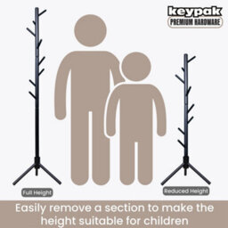 Keypak Wooden Coat Stand, 170Cm Clothes Jacket Hanger Coat Tree, Ideal For Hallway - Black - thumbnail 3