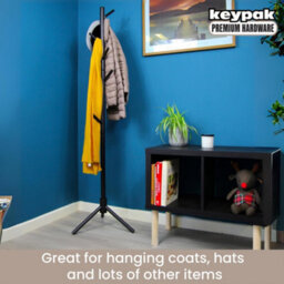 Keypak Wooden Coat Stand, 170Cm Clothes Jacket Hanger Coat Tree, Ideal For Hallway - Black - thumbnail 6