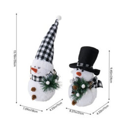 Living And Home 2 Pack Battery Powered Christmas Snowman Tabletop Warm Light Plaid Hat Home Decorations - thumbnail 9