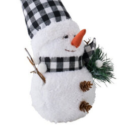 Living And Home 2 Pack Battery Powered Christmas Snowman Tabletop Warm Light Plaid Hat Home Decorations - thumbnail 7