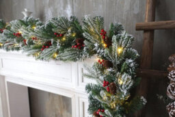 The Chair Cover Company 9Ft Christmas Garland Fireplace Natural Looking Rustic Spruce Pinecones And Berries Table Decoration Center Piece Mantel Decor Han - thumbnail 1
