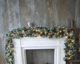 The Chair Cover Company 9Ft Christmas Garland Fireplace Natural Looking Rustic Spruce Pinecones And Berries Table Decoration Center Piece Mantel Decor Han - thumbnail 2