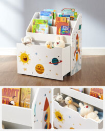 LEDREM Toy Storage Rack, Kids Bookshelf And Toy Organiser With 3 Shelves, For Children's Room And Playroom - thumbnail 7