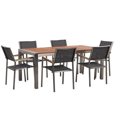 Beliani Garden Dining Set 6 Seater Grosseto Eucalyptus Wood Brown/ Grey - image 1