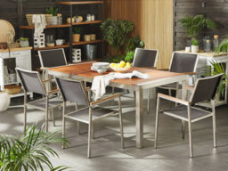 Beliani Garden Dining Set 6 Seater Grosseto Eucalyptus Wood Brown/ Grey - thumbnail 2