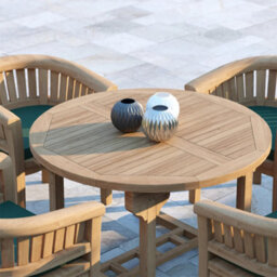 Eterna Lyon Teak Garden Outdoor Dining Table & 4 Seat Chair Set - With Cream Cushions - thumbnail 2