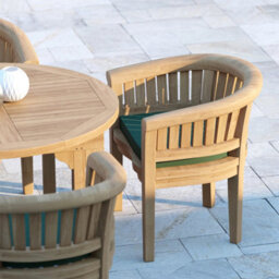 Eterna Lyon Teak Garden Outdoor Dining Table & 4 Seat Chair Set - With Cream Cushions - thumbnail 4