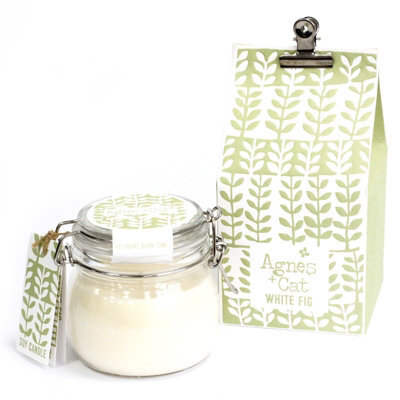 Serenityy Agnes + Cat Kilner Jar Candle 400Ml - White Fig - Hand-Poured Soy Wax - Kilner-Style Jar.