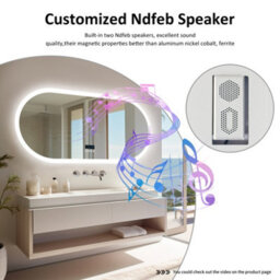 Luvodi 120X60Cm Full Length Led Bathroom Mirror With Bluetooth Speaker/demister/time/smart Touch - thumbnail 4