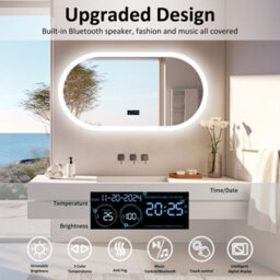 Luvodi 120X60Cm Full Length Led Bathroom Mirror With Bluetooth Speaker/demister/time/smart Touch - thumbnail 3