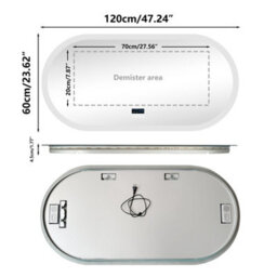 Luvodi 120X60Cm Full Length Led Bathroom Mirror With Bluetooth Speaker/demister/time/smart Touch - thumbnail 2