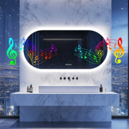 Luvodi 120X60Cm Full Length Led Bathroom Mirror With Bluetooth Speaker/demister/time/smart Touch - thumbnail 1