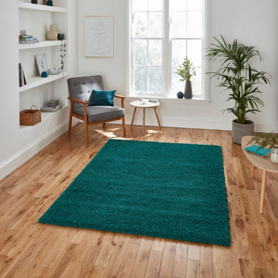 Green Shaggy Modern Plain Easy To Clean Rug Soft For Dining Room -200Cm X 290Cm - image 1