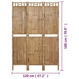 Berkfield 3-Panel Room Divider Bamboo 120X180 Cm - thumbnail 8