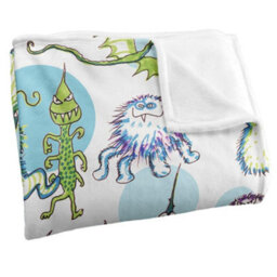 Jim Henson Signature Collection Silky Monster Doodles Supersoft Blanket White/green (One Size) - thumbnail 3