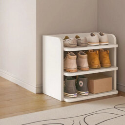 3 Tiers No Drawer Shoe Storage Rack Standing Cabinet Footwear Organizer Narrow Shelf Wood - thumbnail 4