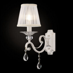 Luminosa Lighting Luminosa Grace Wall Candle Lamp White With Gold & Crystal, 1 Light, E14 - thumbnail 1